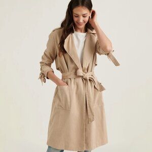 Lucky Brand Margo Soft Trench Jacket Khaki‎ Size XS